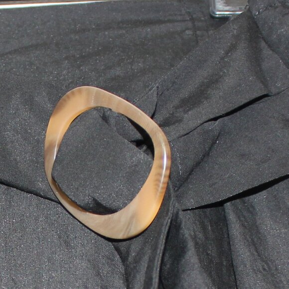 Vince. Black Trousers plus size pull on size zip front belt brown buckle sz 16 - Picture 8 of 9